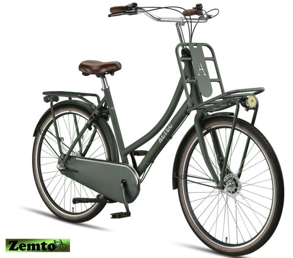 Hollandrad Retro Damen 28 Zoll 53 cm Grün Metallic, 3 Gang